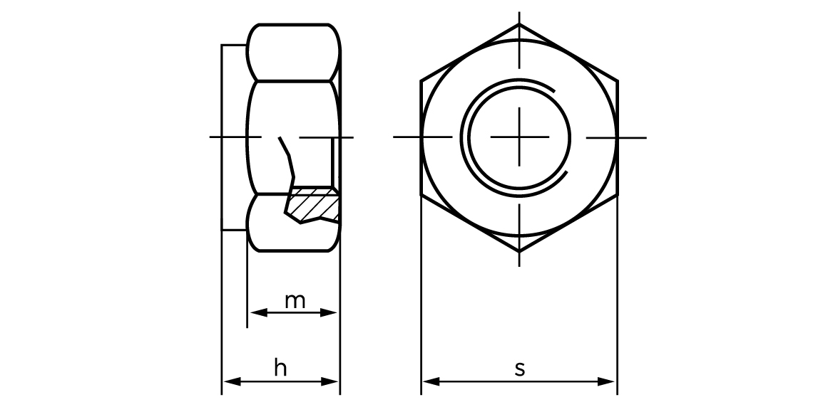 Teknisk tegning af DIN 985